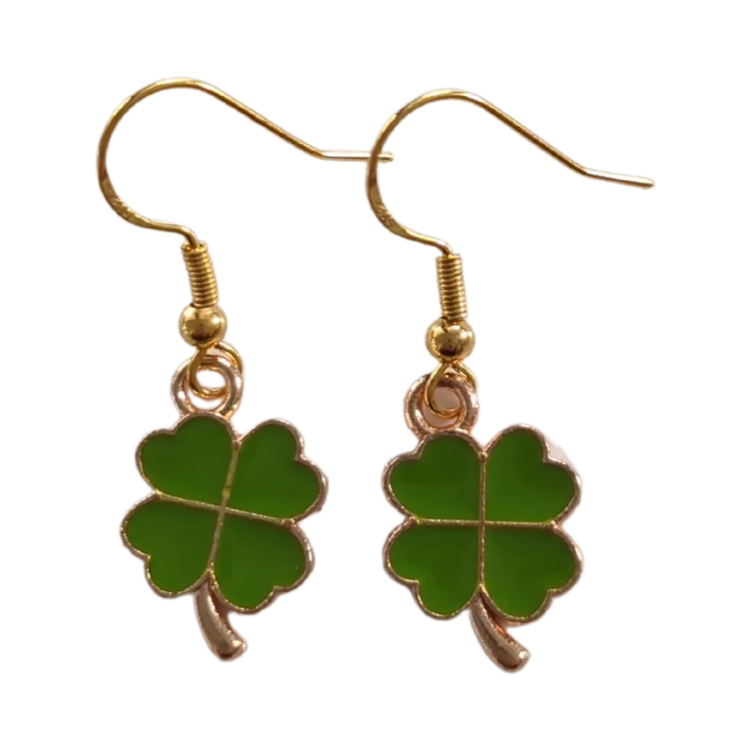 Earrings - Four leaf clover on gold hook