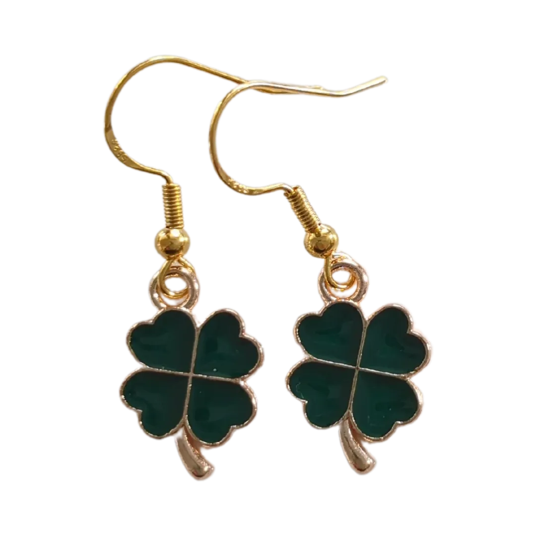 Earrings - Four leaf clover on gold hook