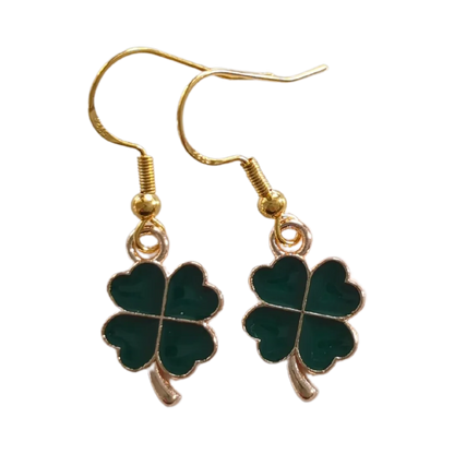 Earrings - Four leaf clover on gold hook