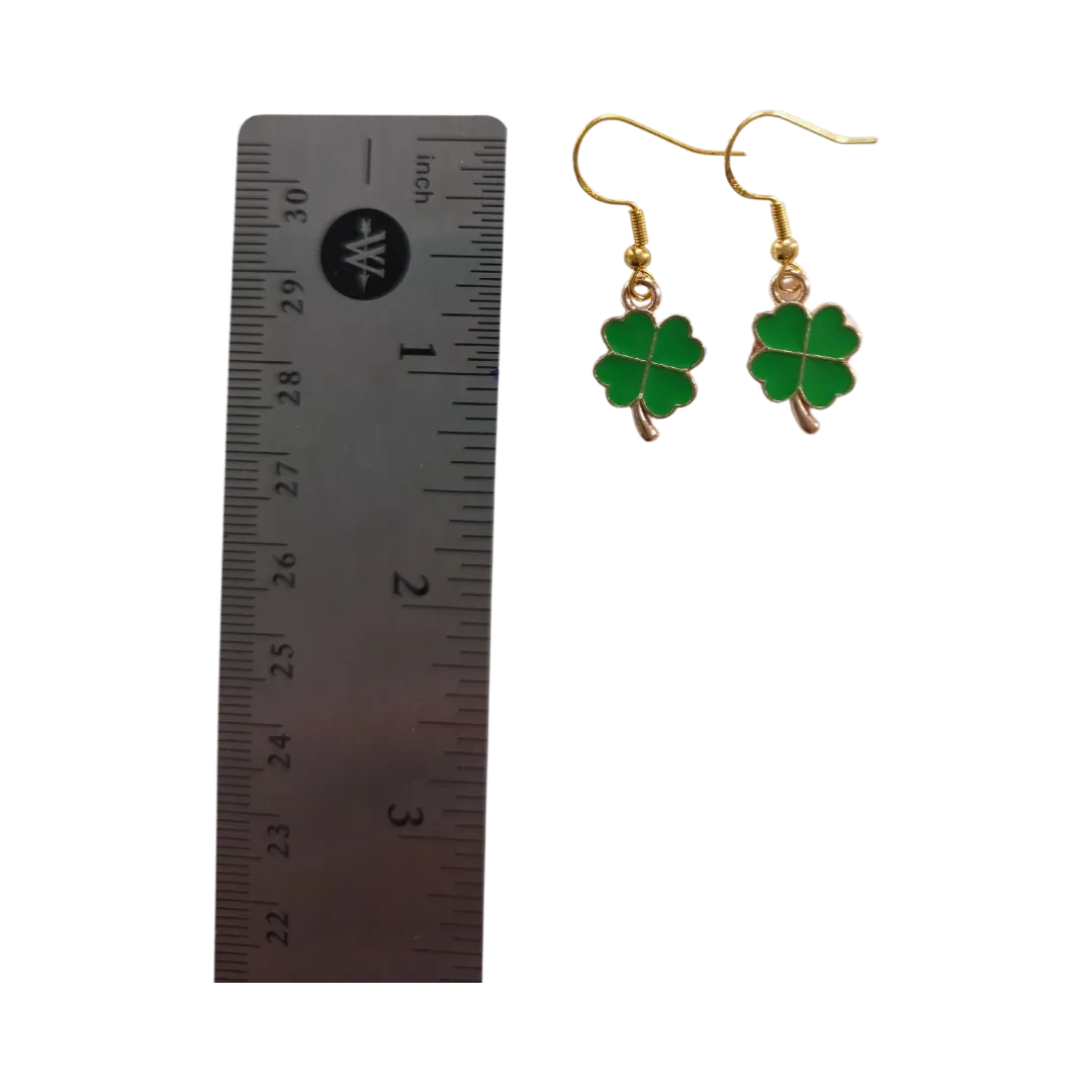 Earrings - Four leaf clover on gold hook