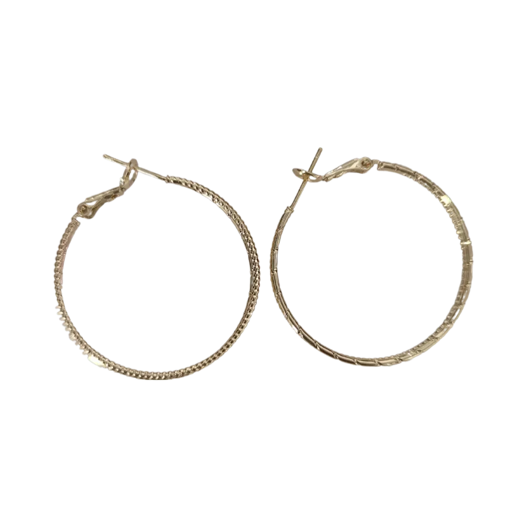 Earrings - Gold colored lightweight textured hoops