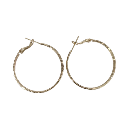 Earrings - Gold colored lightweight textured hoops