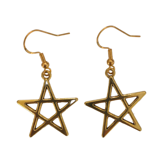 Earrings - Gold plated star on gold hook