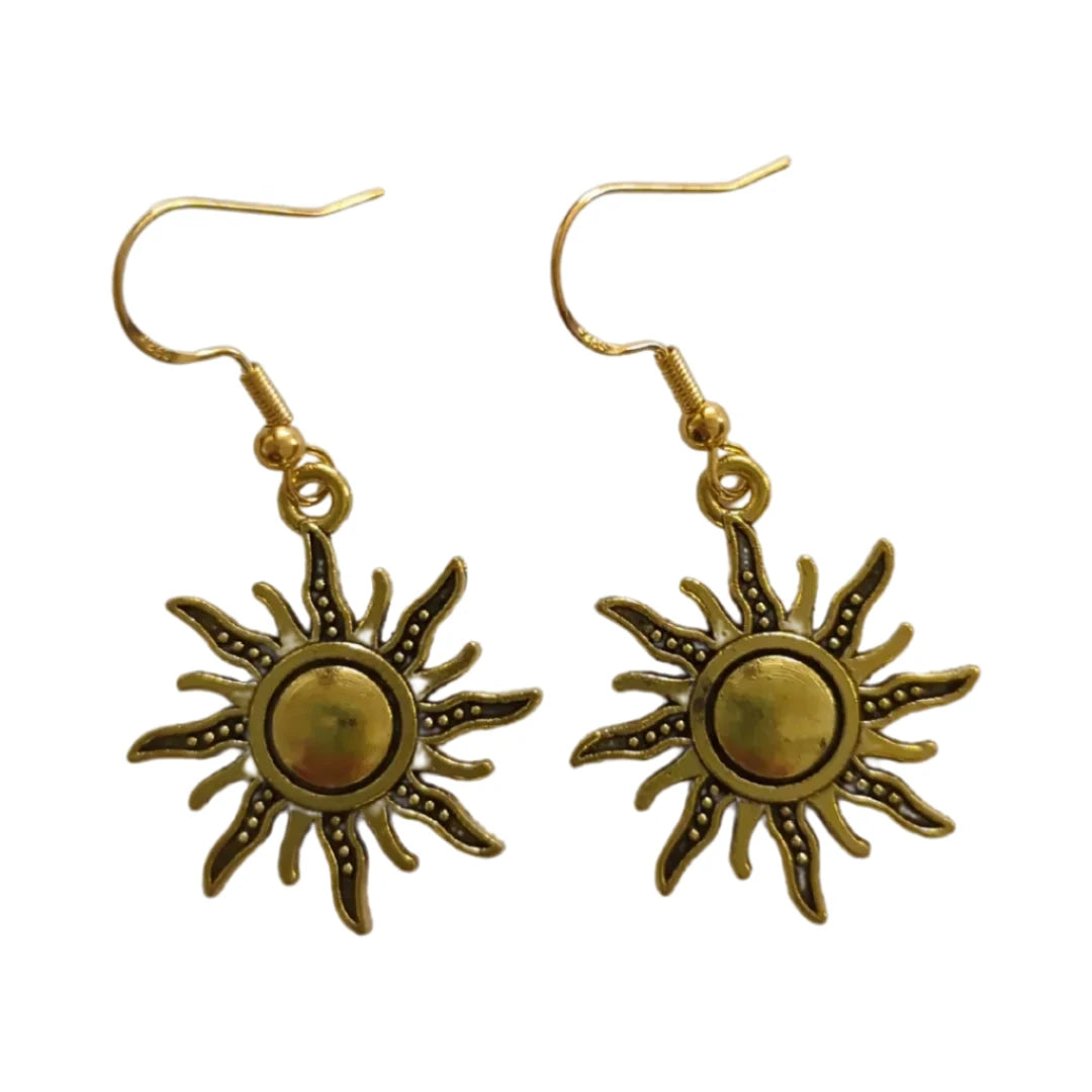 Earrings - Gold plated Sun on Gold Hook