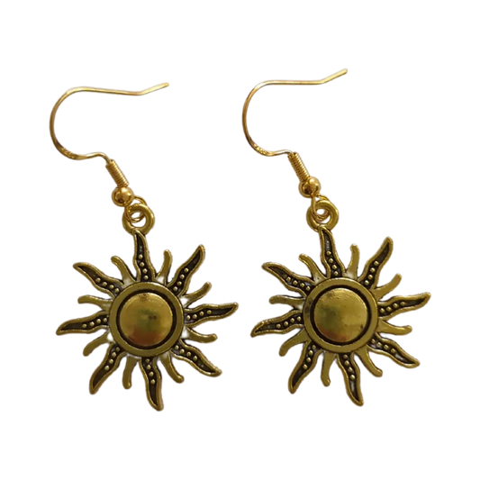 Earrings - Gold plated Sun on Gold Hook