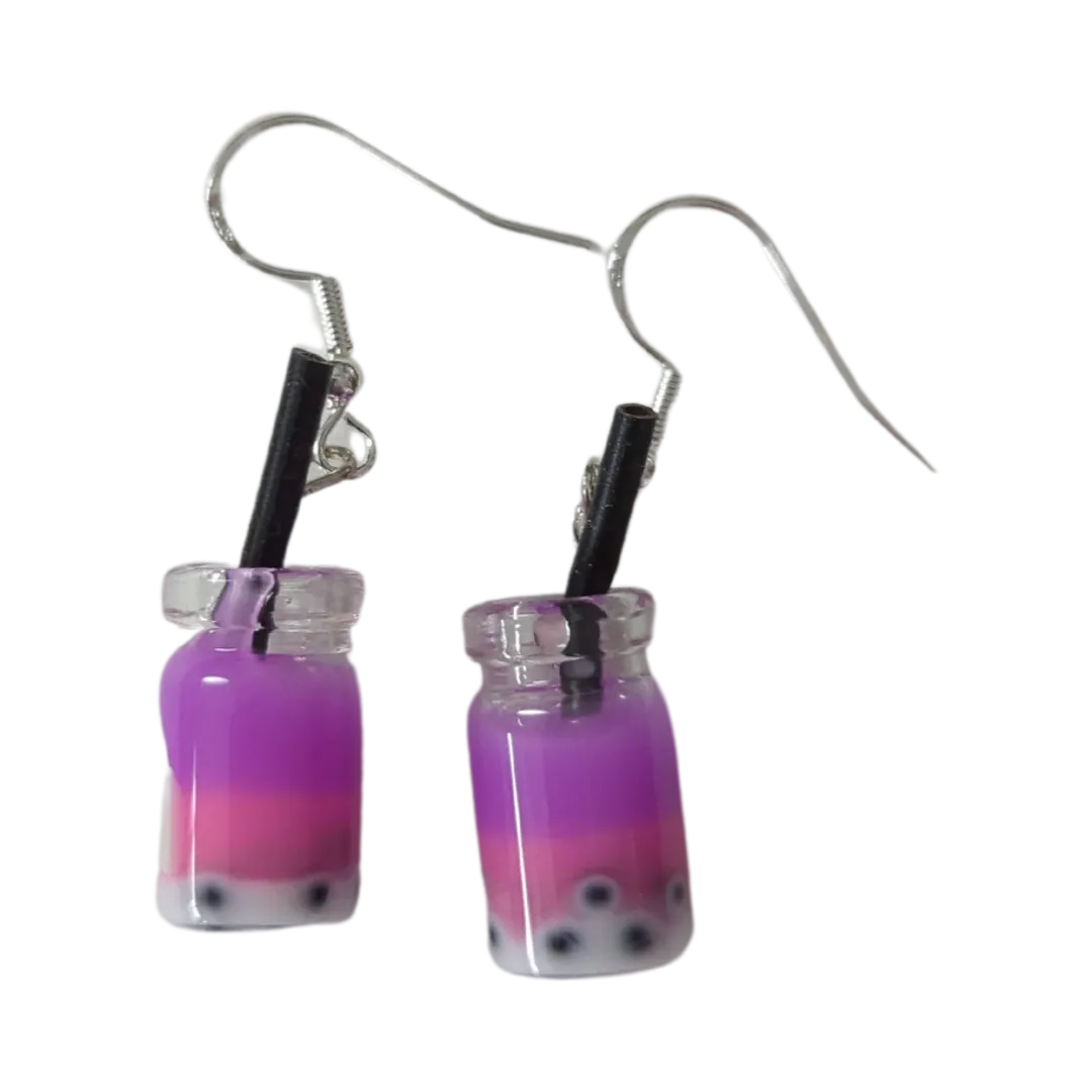 Earrings - Milk Tea Boba on hook