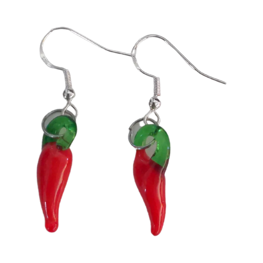 Earrings - Red Chilli Pepper on Silver Hook