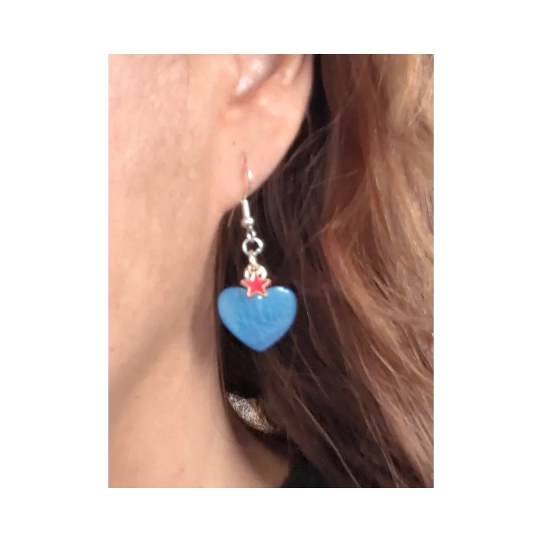 Earrings - Resin circle or heart with star on hook