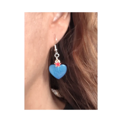 Earrings - Resin circle or heart with star on hook