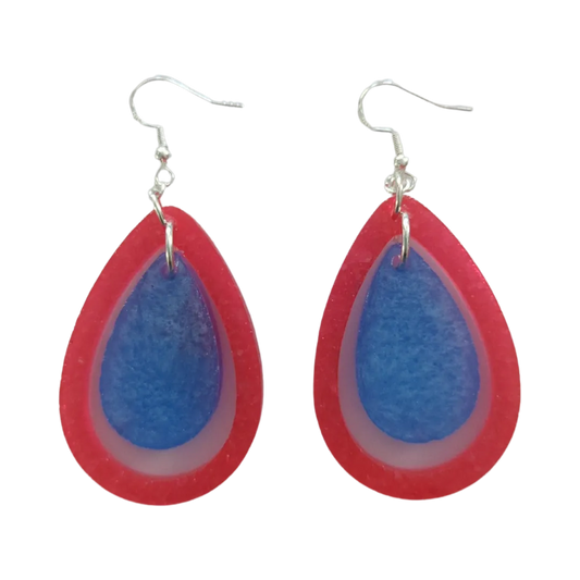 Earrings - Resin double teardrop on hook