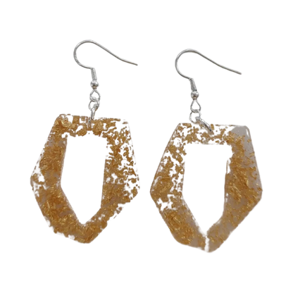 Earrings - Resin hexagon shape on hook