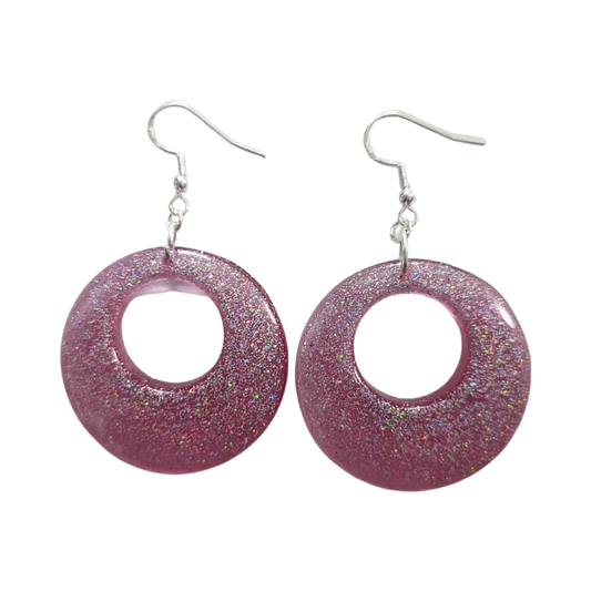 Earrings - Resin large open chunky circle on silver hook