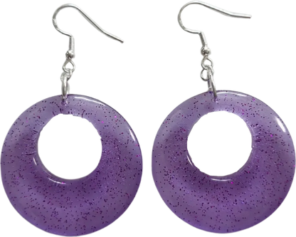 Earrings - Resin large open chunky circle on silver hook