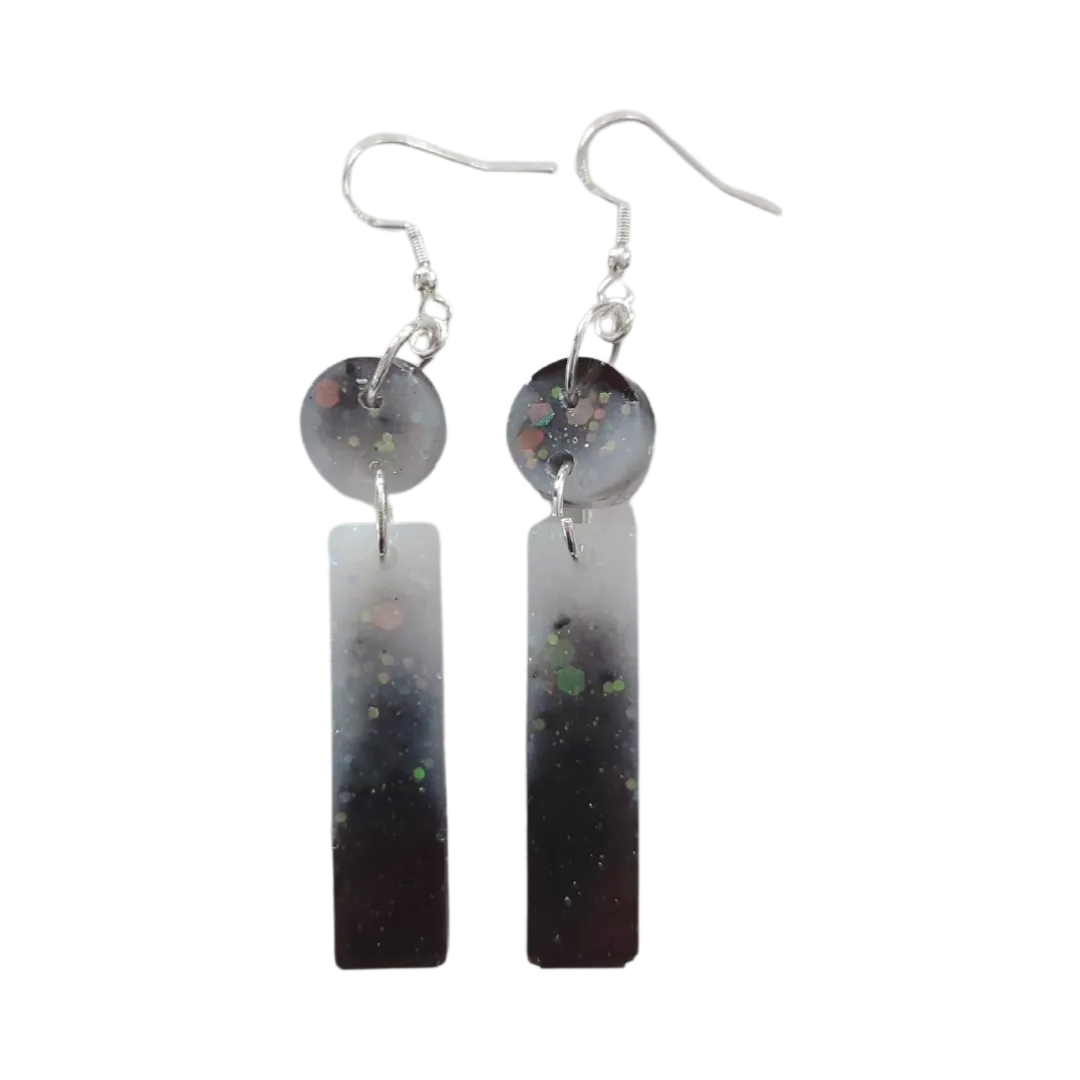 Earrings - Resin long rectangle and circle on hook