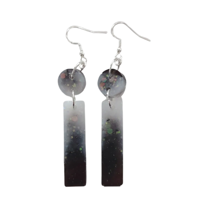 Earrings - Resin long rectangle and circle on hook