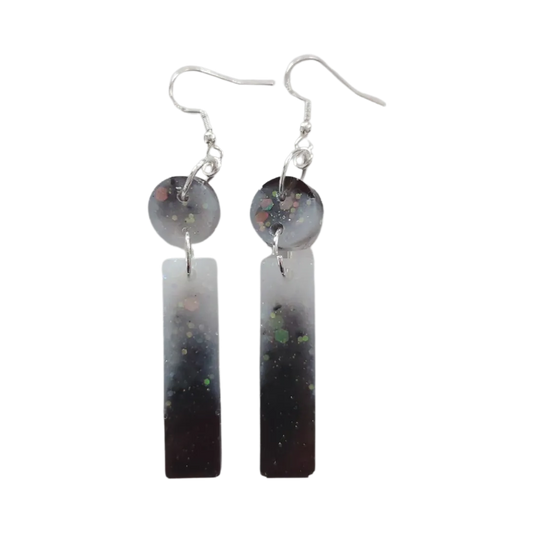 Earrings - Resin long rectangle and circle on hook