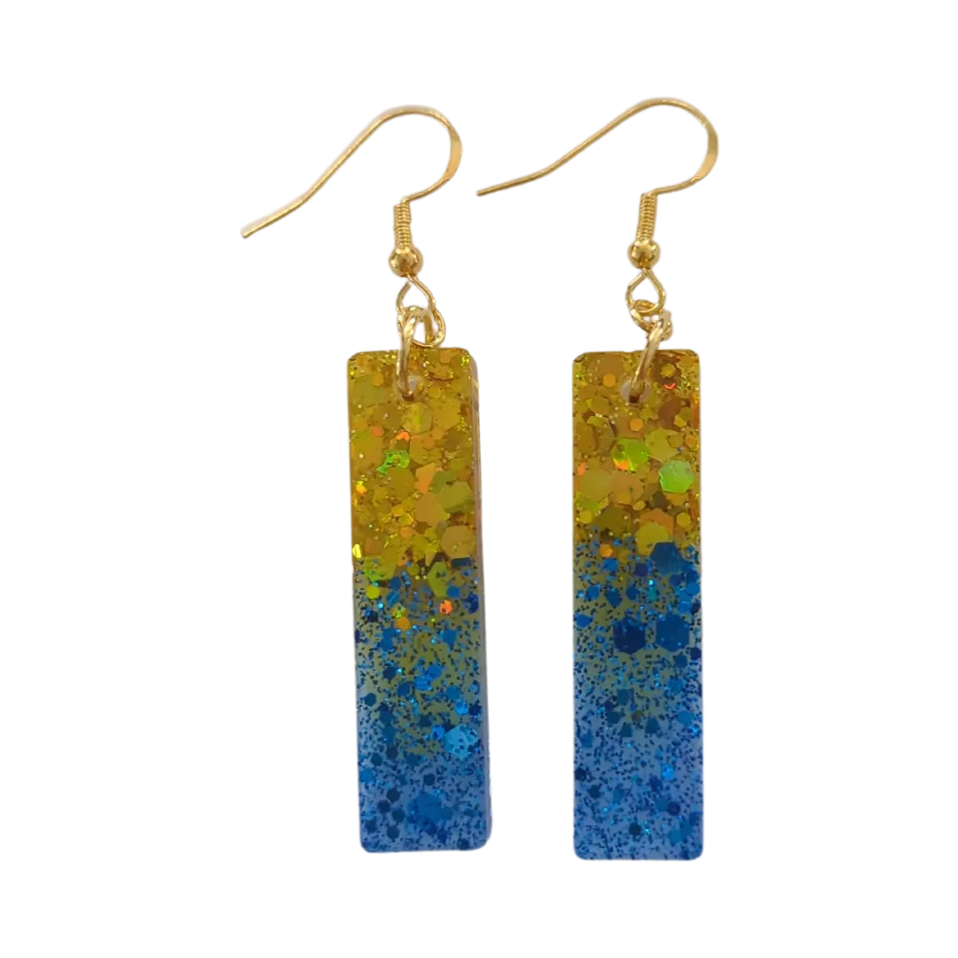 Earrings - Resin long rectangle on hook