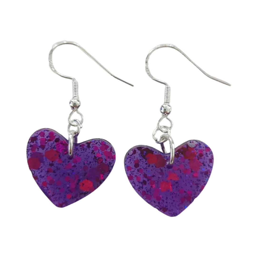 Earrings - Resin medium heart on hook