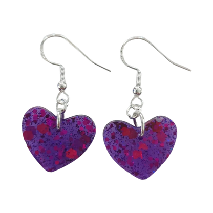 Earrings - Resin medium heart on hook