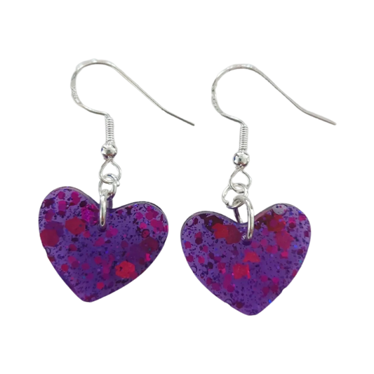 Earrings - Resin medium heart on hook