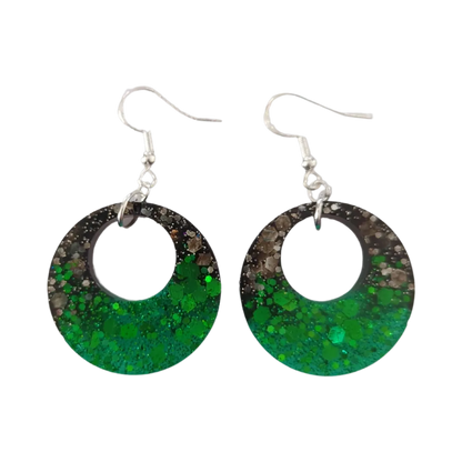 Earrings - Resin medium open chunky circle on silver hook