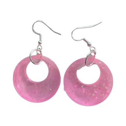 Earrings - Resin medium open chunky circle on silver hook