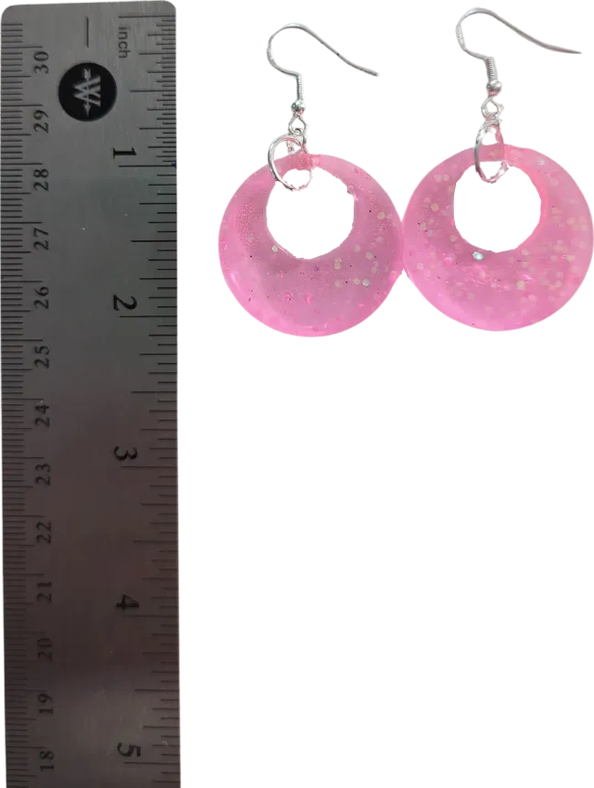 Earrings - Resin medium open chunky circle on silver hook