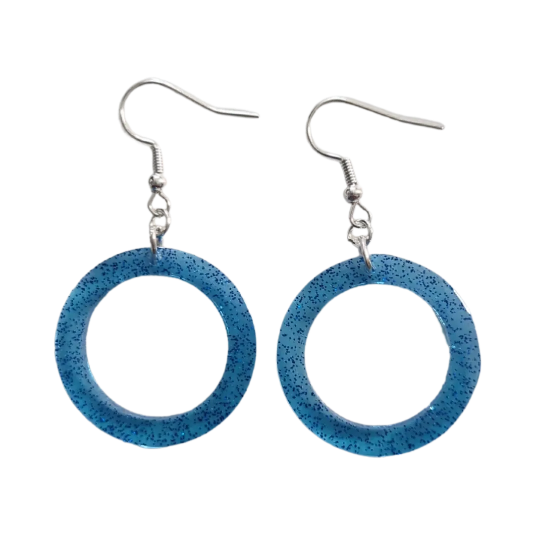 Earrings - Resin medium open circle on silver hook