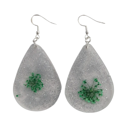 Earrings - Resin medium teardrop on hook