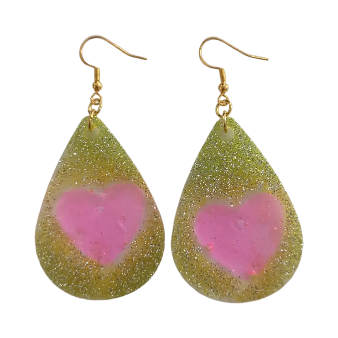 Earrings - Resin medium teardrop on hook