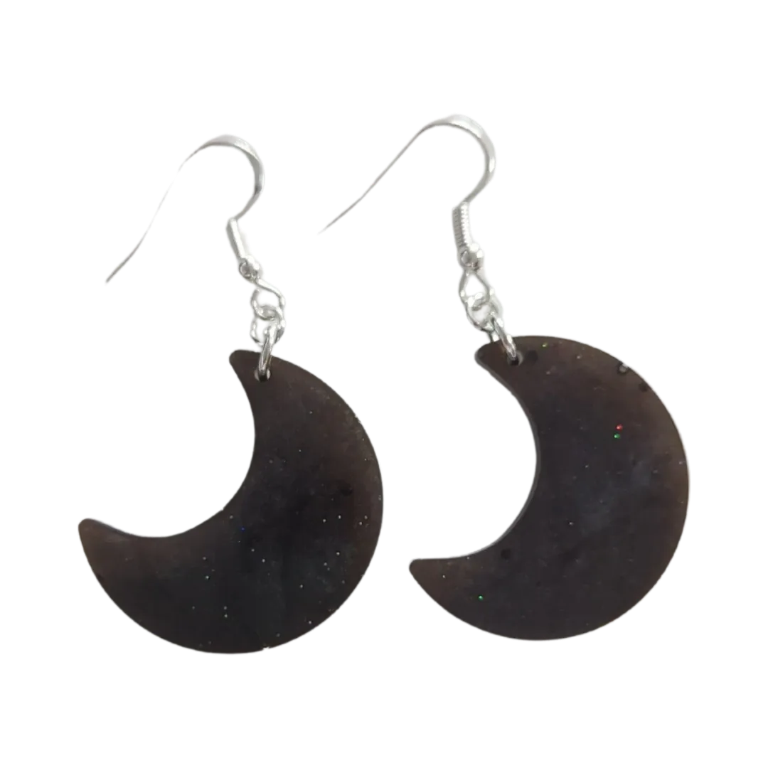 Earrings - Resin moon on silver hook