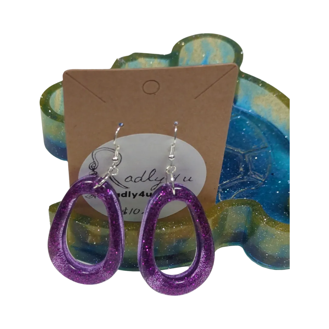 Earrings - Resin open teardrop on silver hook