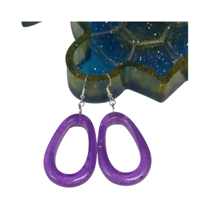 Earrings - Resin open teardrop on silver hook