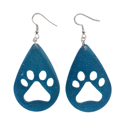 Earrings - Resin paw teardrop on silver hook