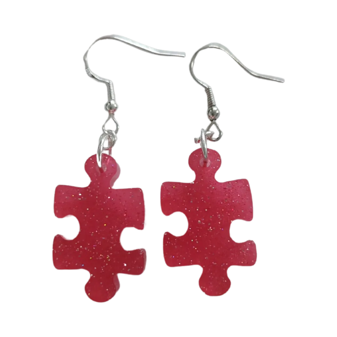 Earrings - Resin puzzle piece on hook