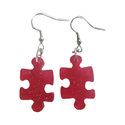 Earrings - Resin puzzle piece on hook