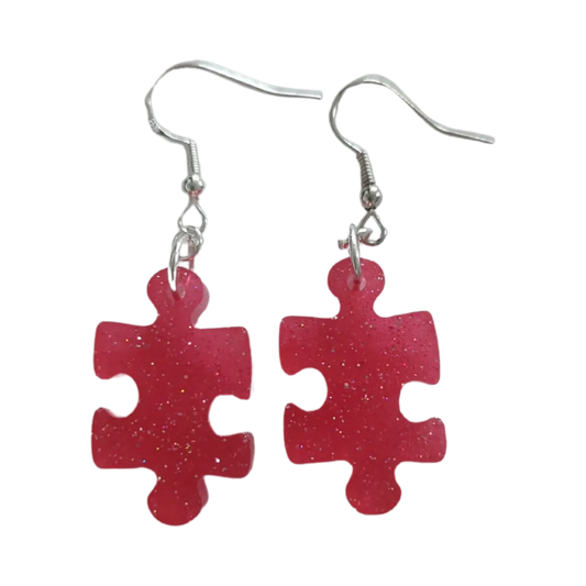 Earrings - Resin puzzle piece on hook