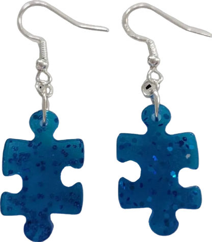 Earrings - Resin puzzle piece on hook