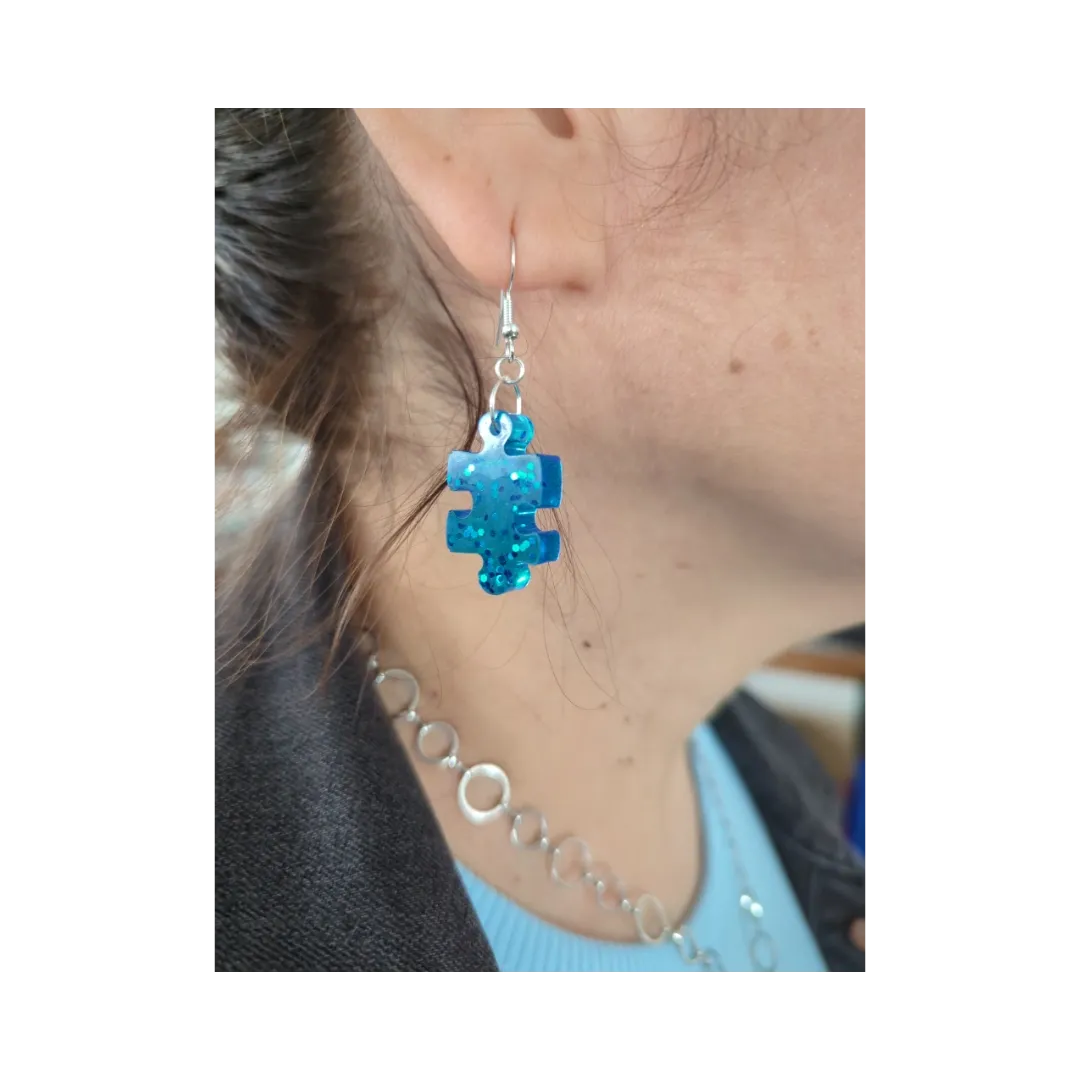 Earrings - Resin puzzle piece on hook