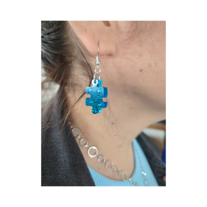 Earrings - Resin puzzle piece on hook