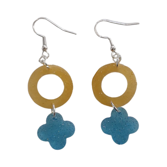 Earrings - Resin small open circle and cloud on silver hook