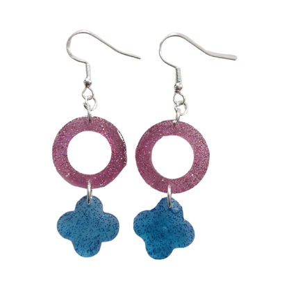 Earrings - Resin small open circle and cloud on silver hook