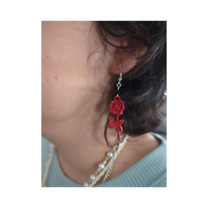 Earrings - Rose on hook