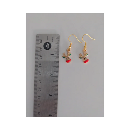 Earrings - Rudolph reindeer on gold hook