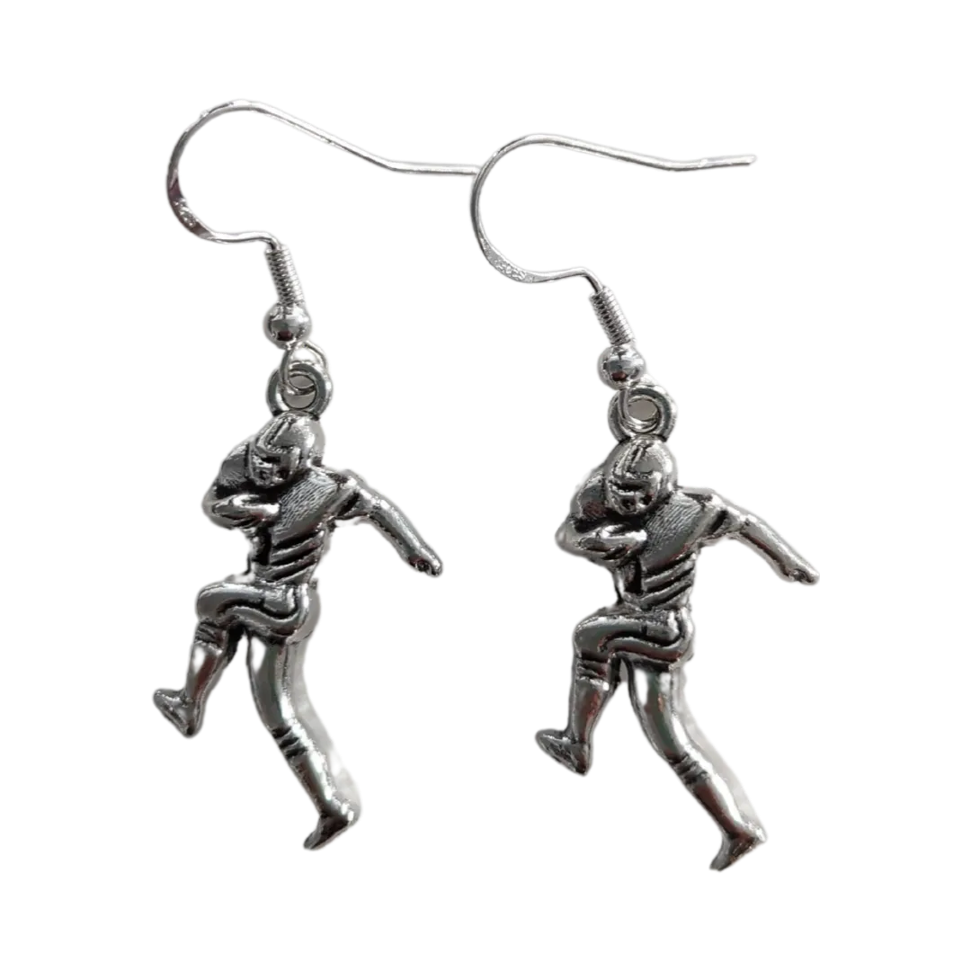 Earrings - Silver football on silver hook earrings