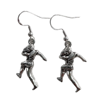 Earrings - Silver football on silver hook earrings