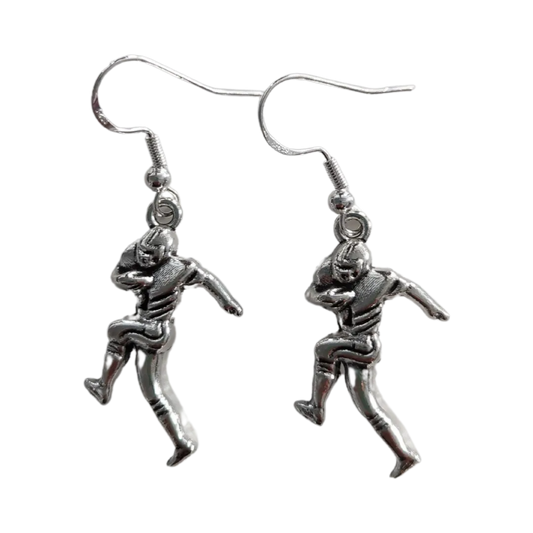 Earrings - Silver football on silver hook earrings