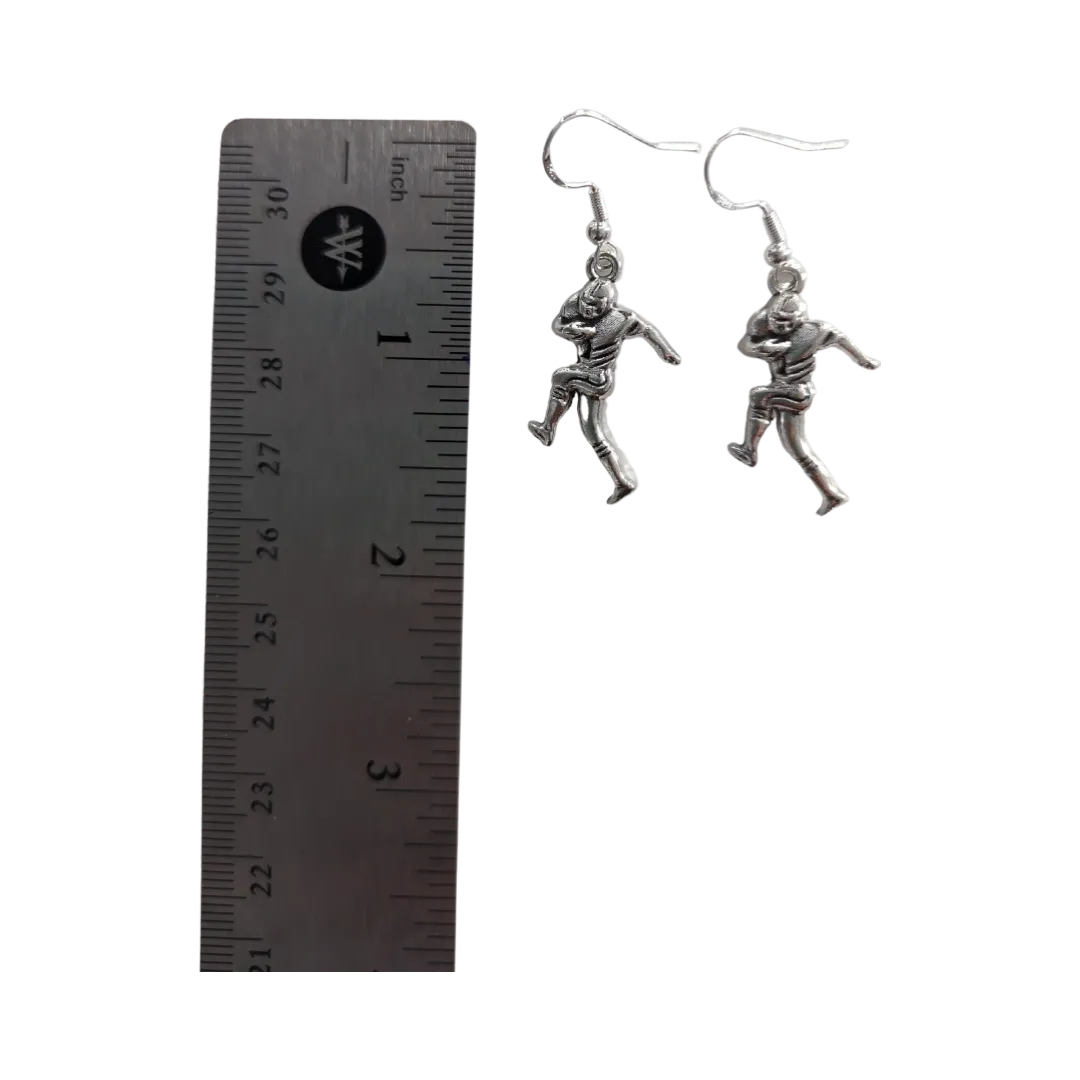 Earrings - Silver football on silver hook earrings