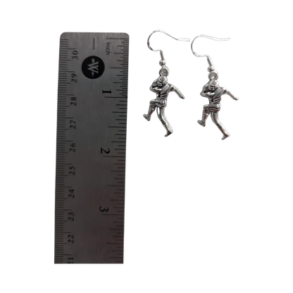 Earrings - Silver football on silver hook earrings