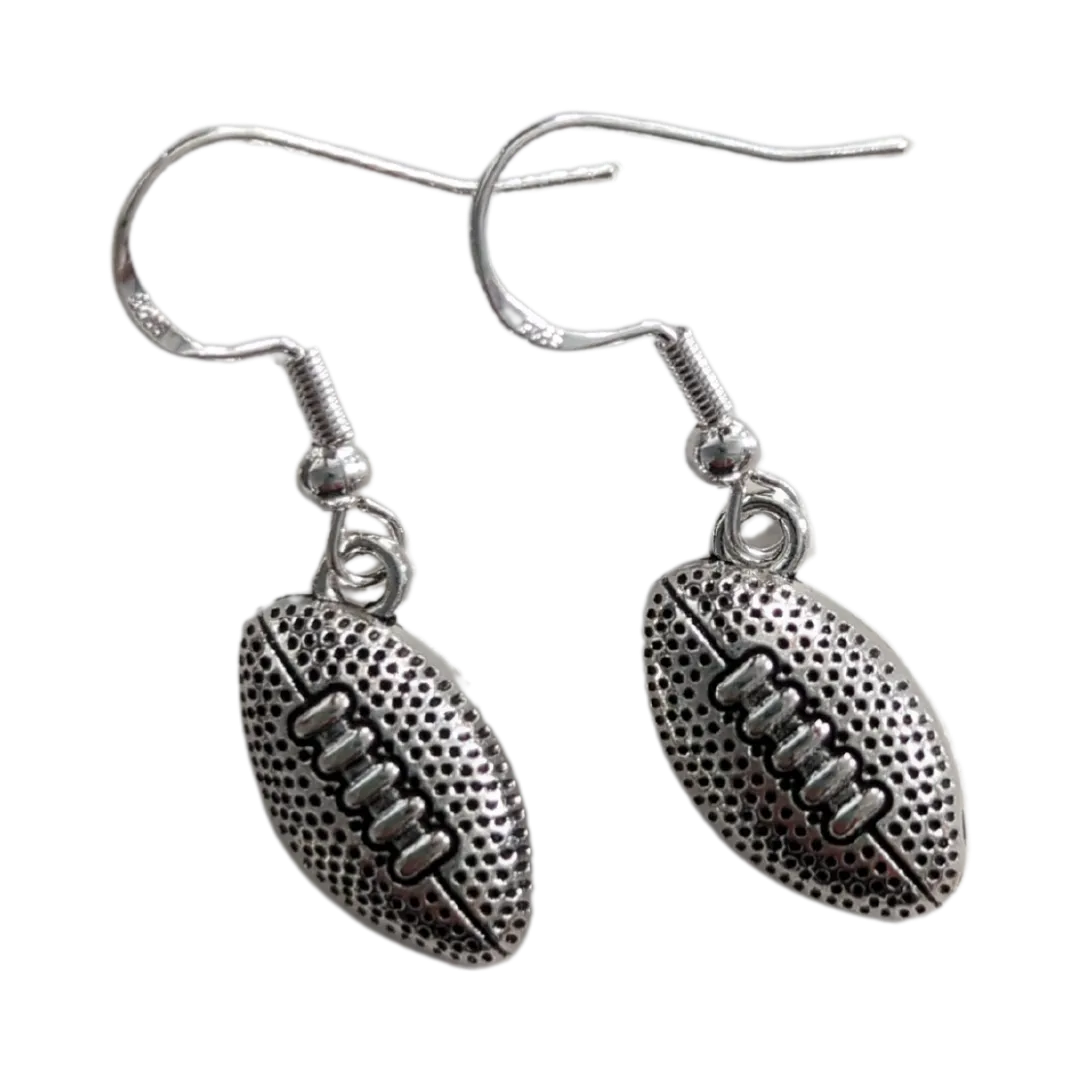 Earrings - Silver football on silver hook earrings